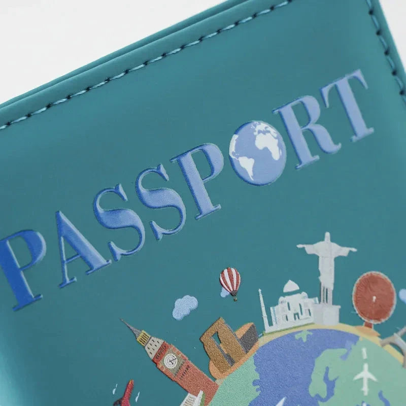 Étui passeport ouvert montrant les fentes pour cartes
