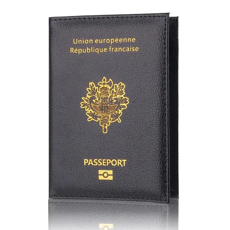 Étui passeport noir, finition lisse et classique