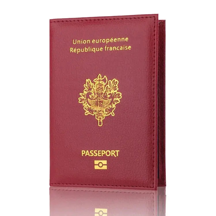 Étui passeport bordeaux, texture élégante et résistante