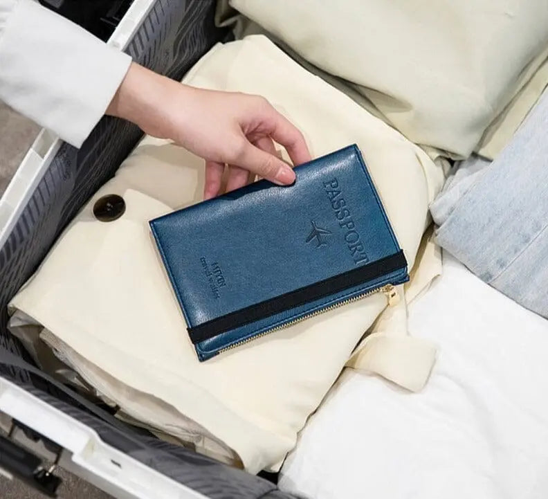 Portefeuille fermé avec texture vintage et protection anti-RFID