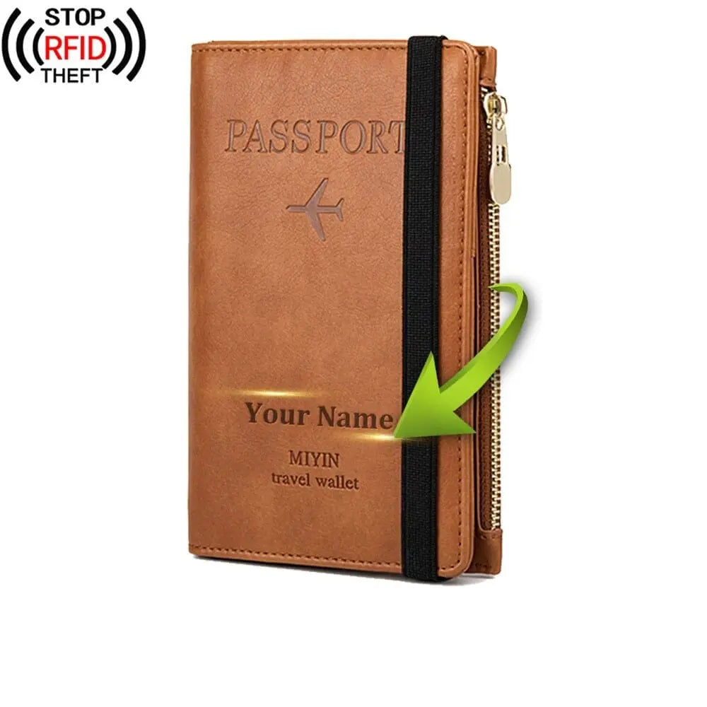 Portefeuille camel avec texture vintage et espace pour cartes SIM