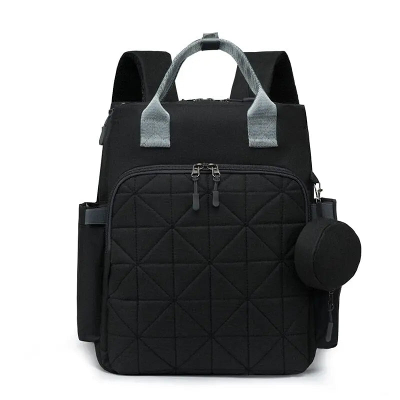 Modèle noir du sac à dos à langer, élégant et fonctionnel