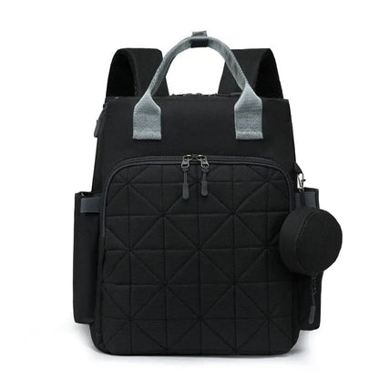 Modèle noir du sac à dos à langer, élégant et fonctionnel