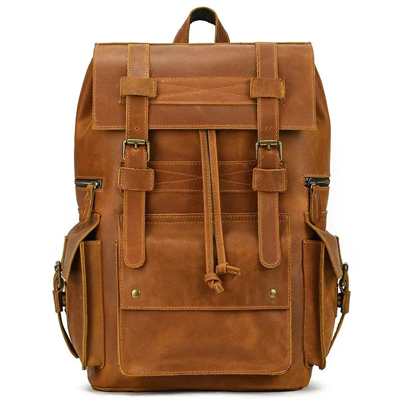 Sac à Dos Cuir Homme Vintage grand sac dos cuir vue de détail