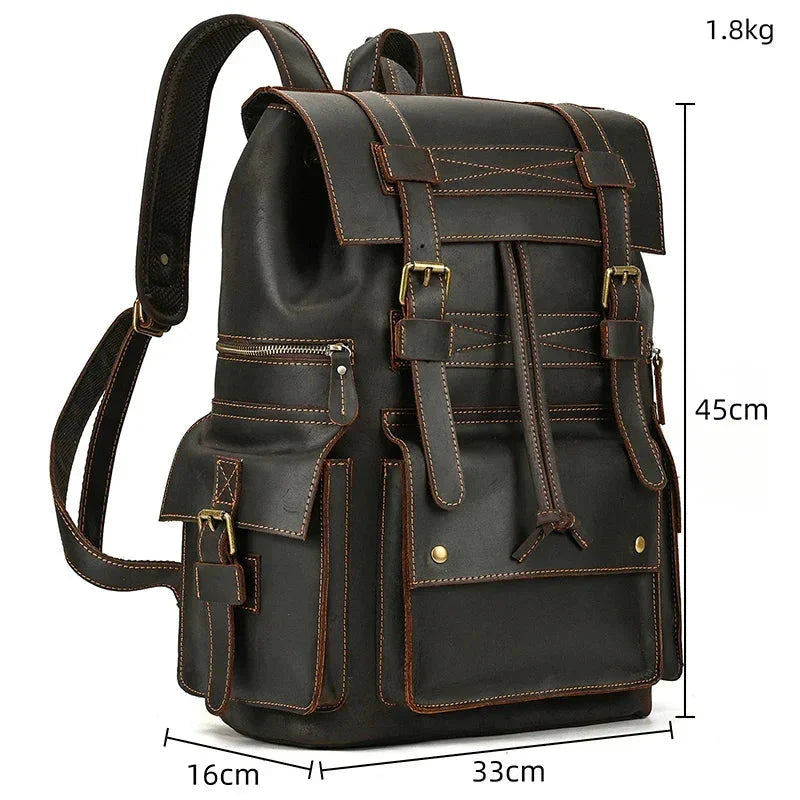 Sac à Dos Cuir Homme Vintage grand sac dos cuir vue latérale vue 30