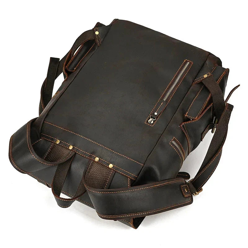 Sac à Dos Cuir Homme Vintage grand sac dos cuir vue de détail vue 18
