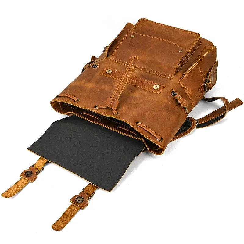Sac à Dos Cuir Homme Vintage grand sac dos cuir vue de détail vue 10