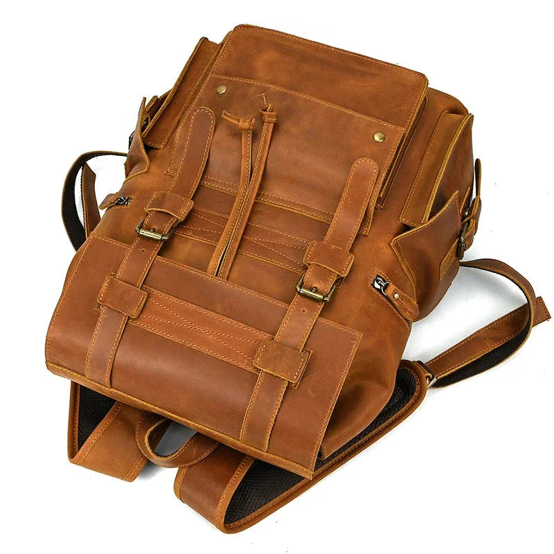 Sac à Dos Cuir Homme Vintage grand sac dos cuir vue latérale