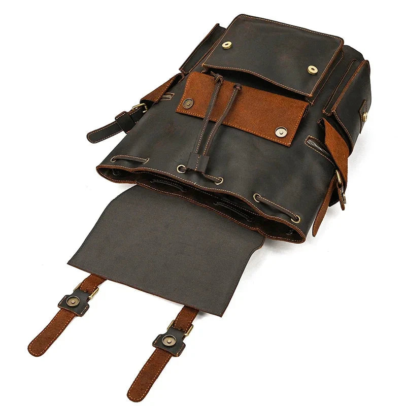 Sac à Dos Cuir Homme Vintage grand sac dos cuir finitions visibles vue 19