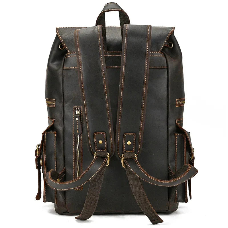 Sac à Dos Cuir Homme Vintage grand sac dos cuir vue latérale vue 14