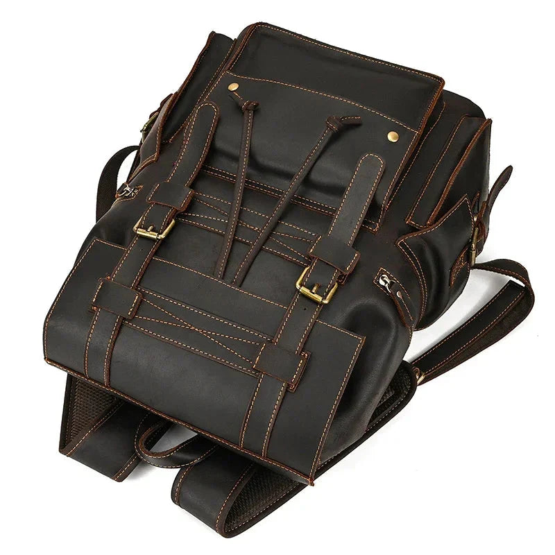 Sac à Dos Cuir Homme Vintage grand sac dos cuir vue du matériau vue 16