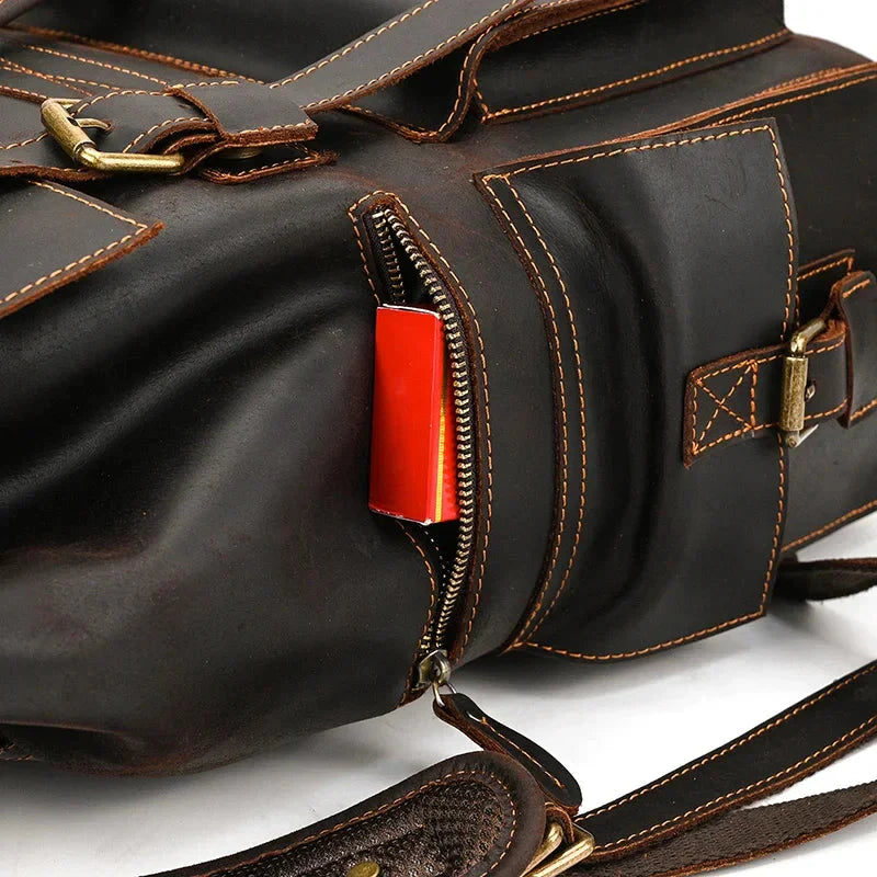 Sac à Dos Cuir Homme Vintage grand sac dos cuir vue de détail vue 26