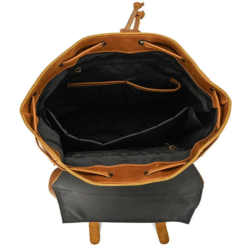 Sac à Dos Cuir Homme Vintage grand sac dos cuir vue rapprochée