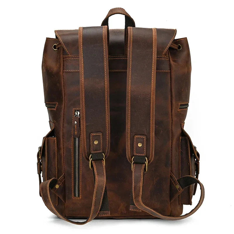 Sac à Dos Cuir Homme Vintage grand sac dos cuir vue du matériau vue 32