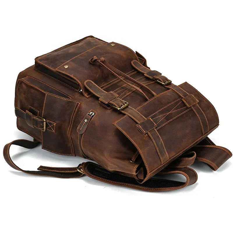 Sac à Dos Cuir Homme Vintage grand sac dos cuir finitions visibles vue 35
