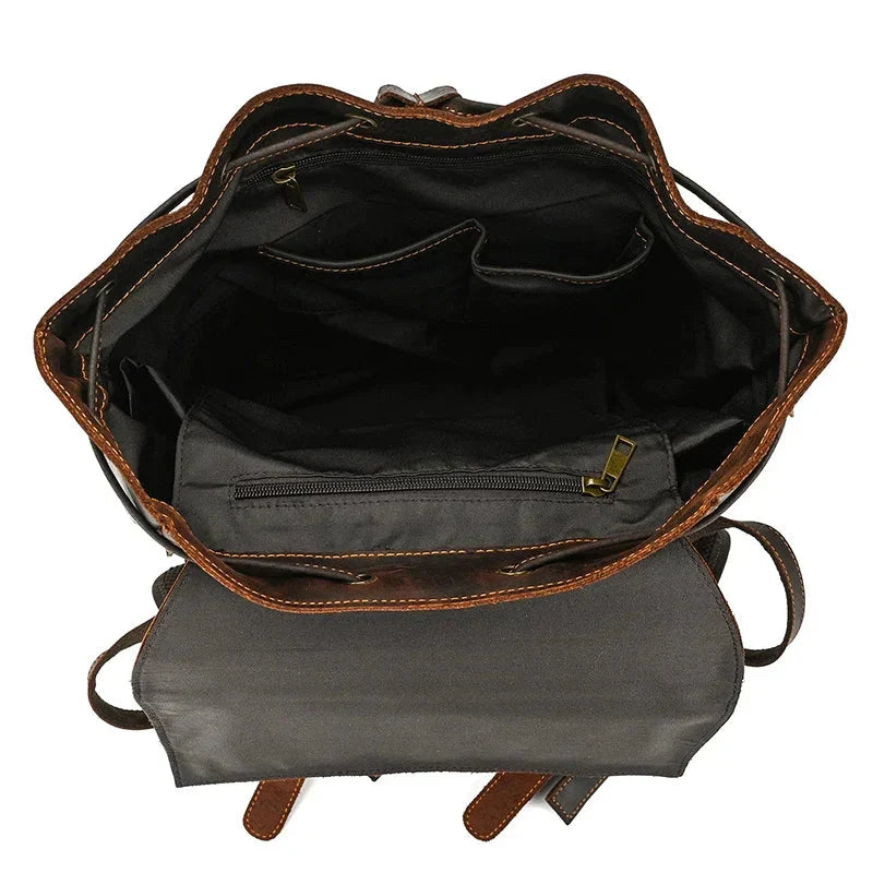 Sac à Dos Cuir Homme Vintage grand sac dos cuir vue latérale vue 22