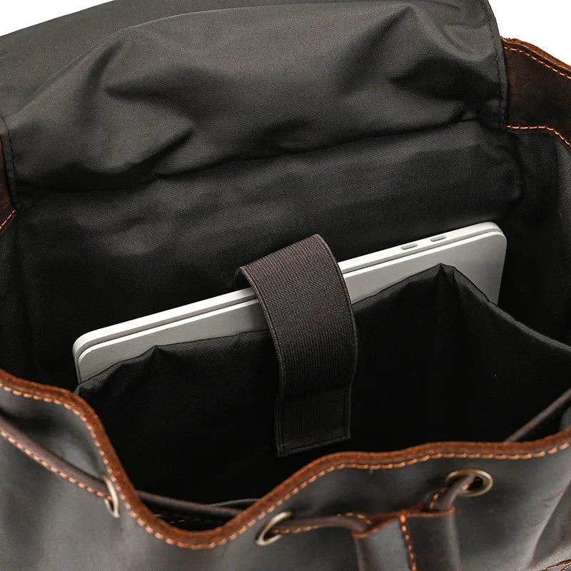 Sac à Dos Cuir Homme Vintage grand sac dos cuir vue rapprochée vue 21