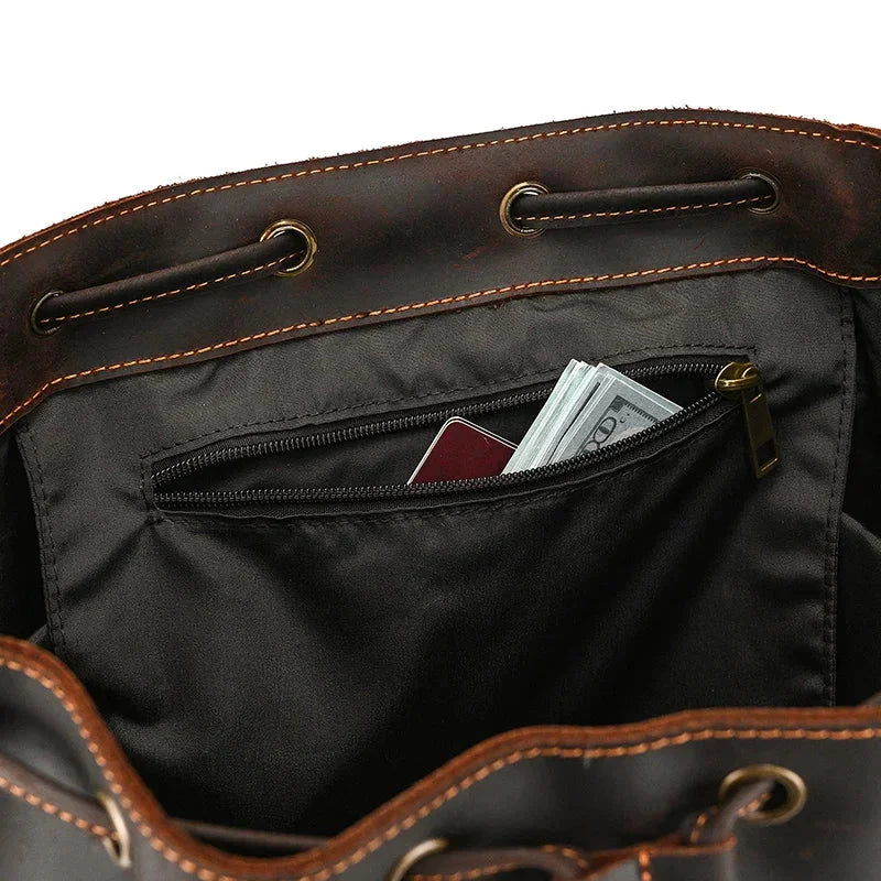 Sac à Dos Cuir Homme Vintage grand sac dos cuir vue du matériau vue 24