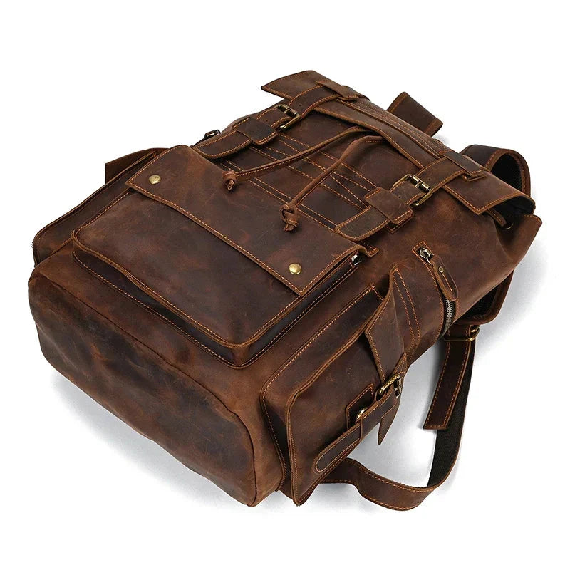 Sac à Dos Cuir Homme Vintage grand sac dos cuir vue de détail vue 34