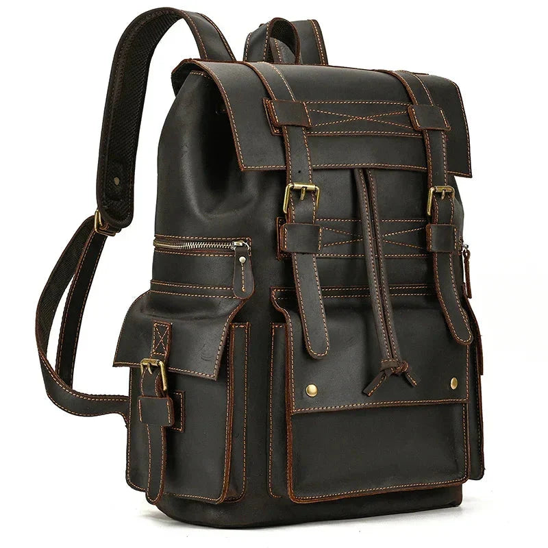 Sac à Dos Cuir Homme Vintage grand sac dos cuir vue latérale vue 38