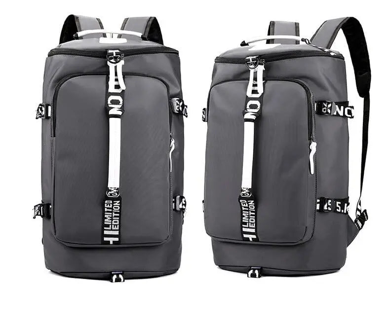 Sac à dos gris avec compartiment pour ordinateur