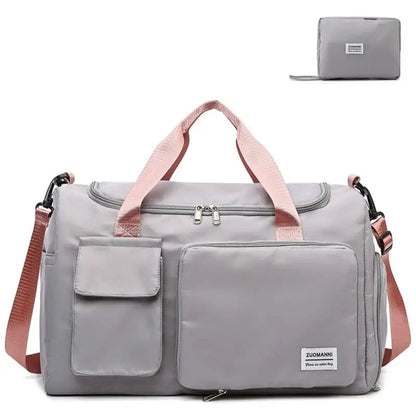 Sac de voyage pliable gris, élégant et fonctionnel