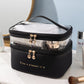 Vanity noir avec fermeture éclair et dimensions compactes