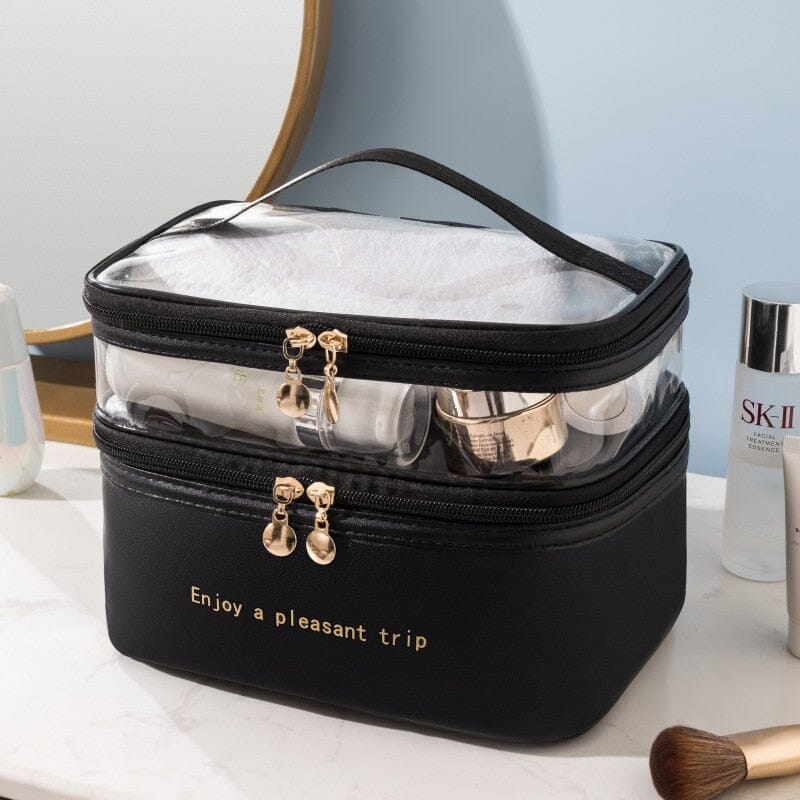 Vanity noir avec fermeture éclair et dimensions compactes
