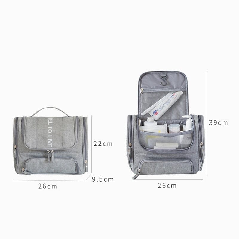 Trousse ouverte montrant les poches de rangement
