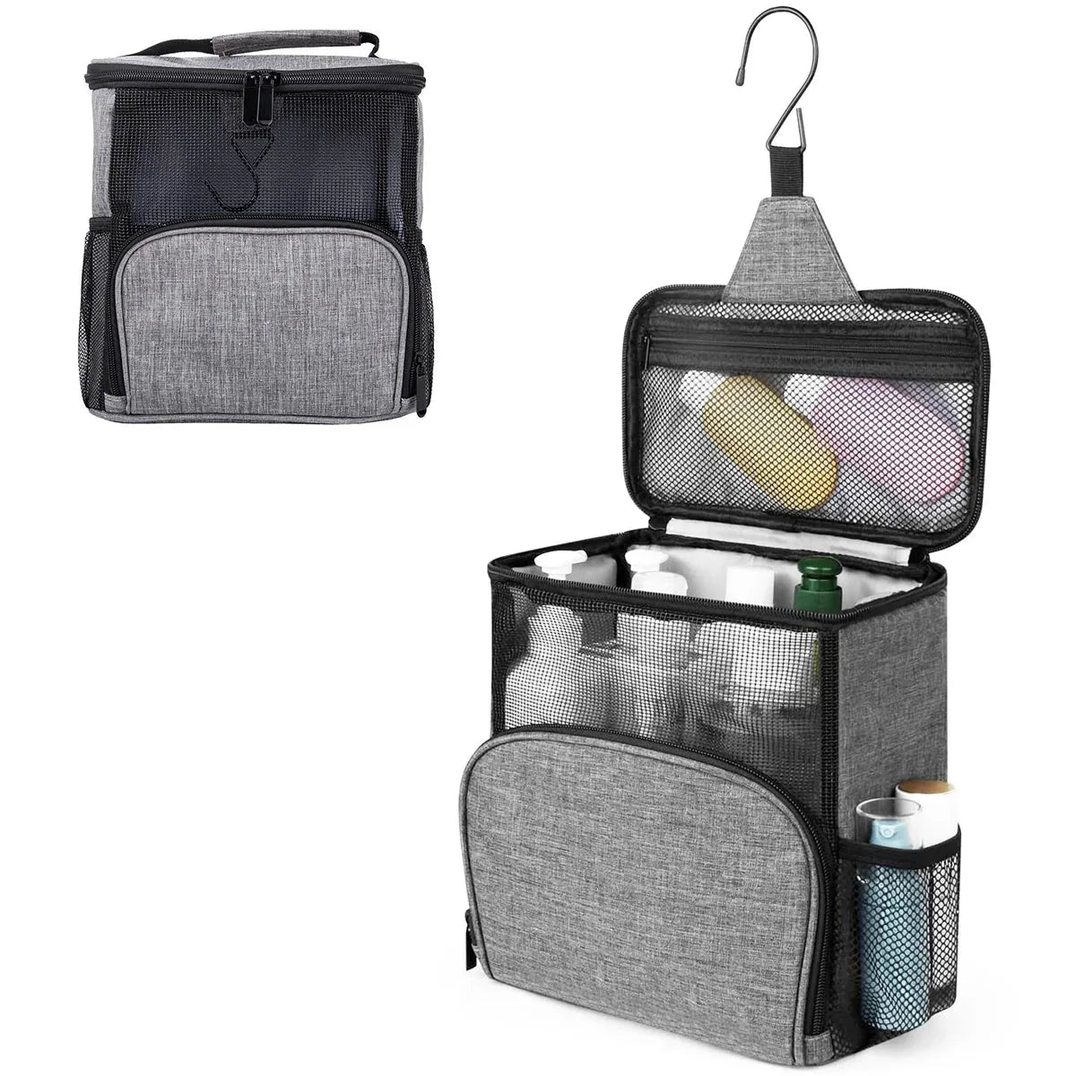 Trousse grise avec multiples poches pour organisation optimale