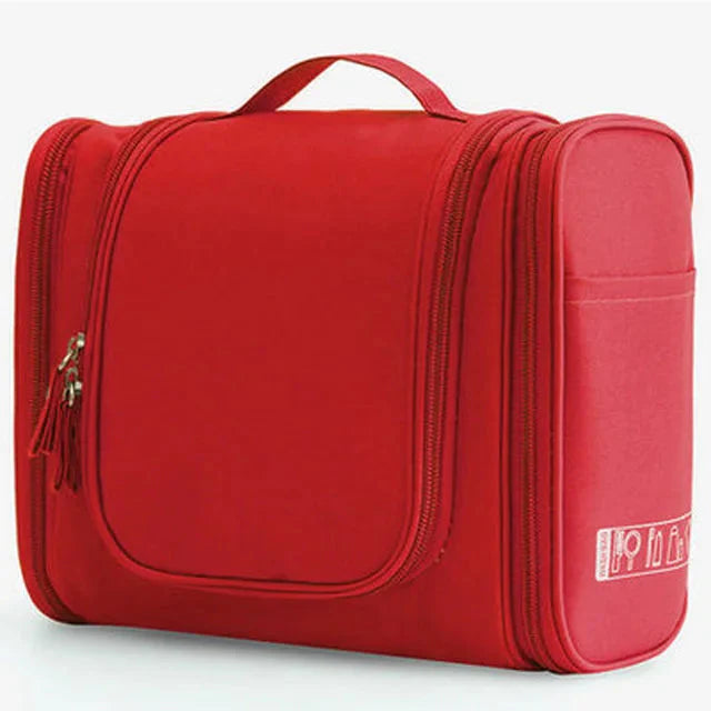 Trousse rouge avec compartiments multiples pour articles de voyage