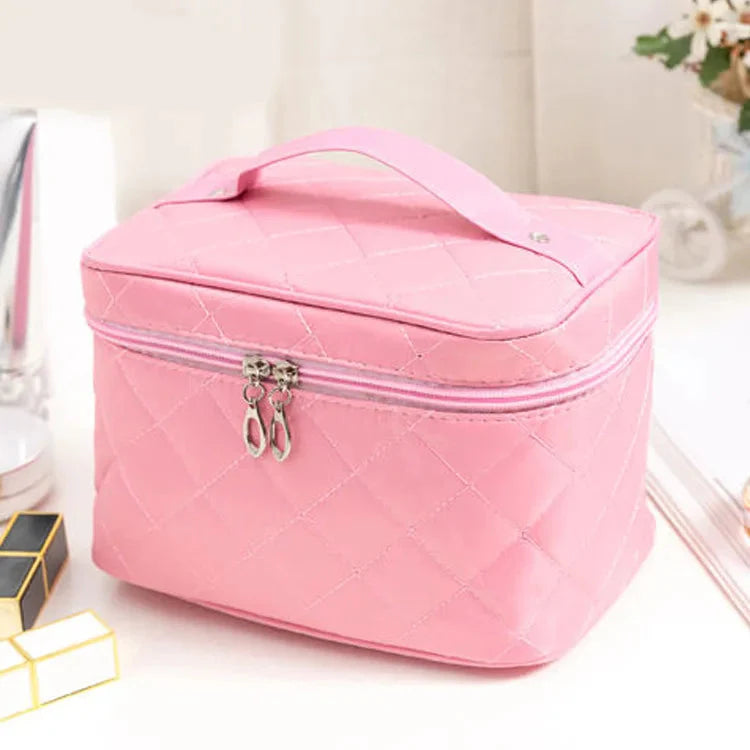Trousse de toilette rose avec poches pour accessoires