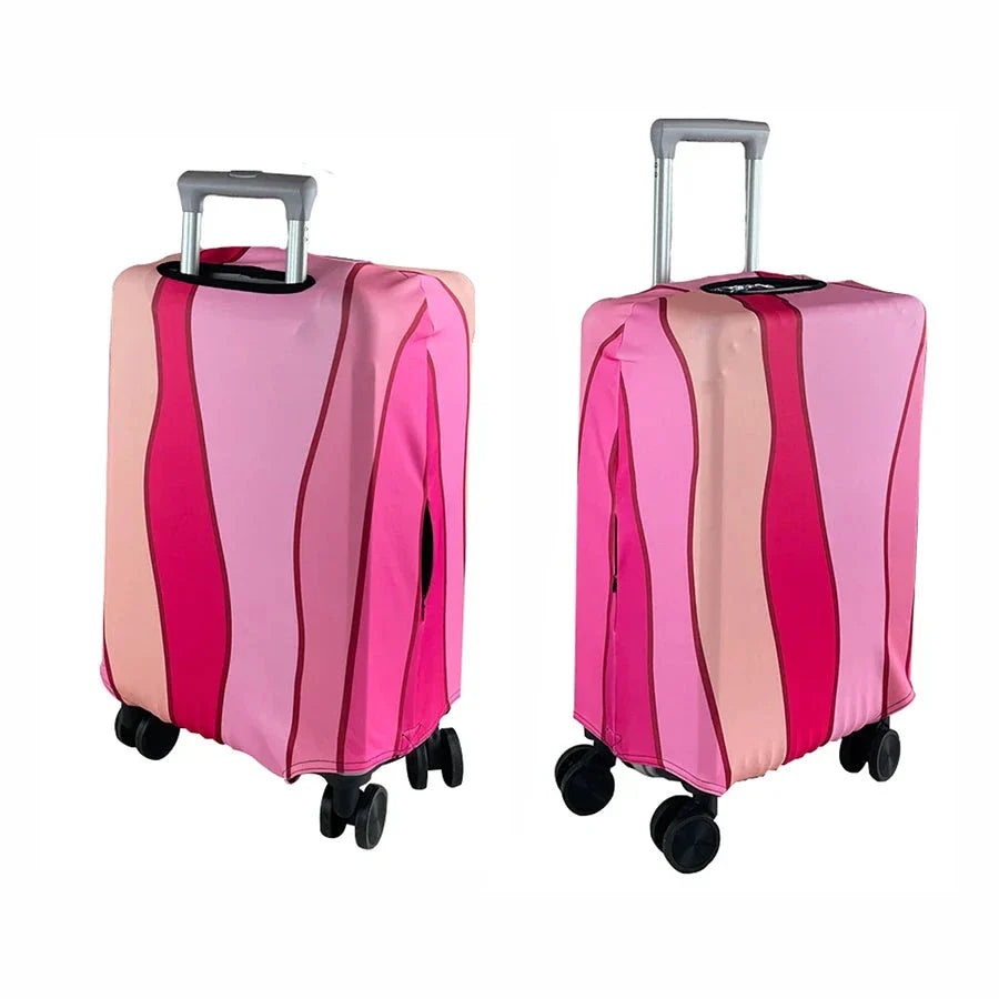 Housse valise motif rose sur fond blanc, vue de face