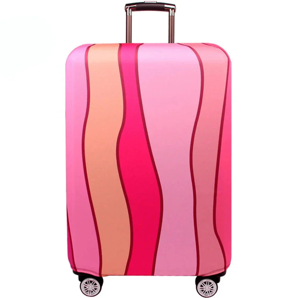 Housse valise rose, vue de dos montrant élasticité