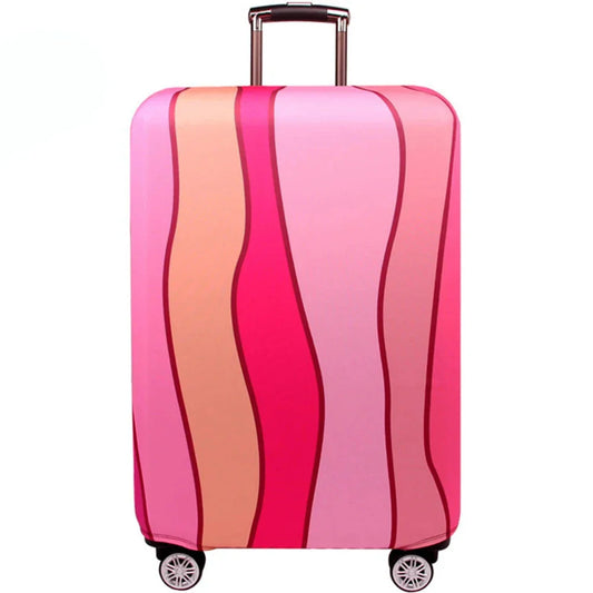 Housse valise rose, vue de dos montrant élasticité