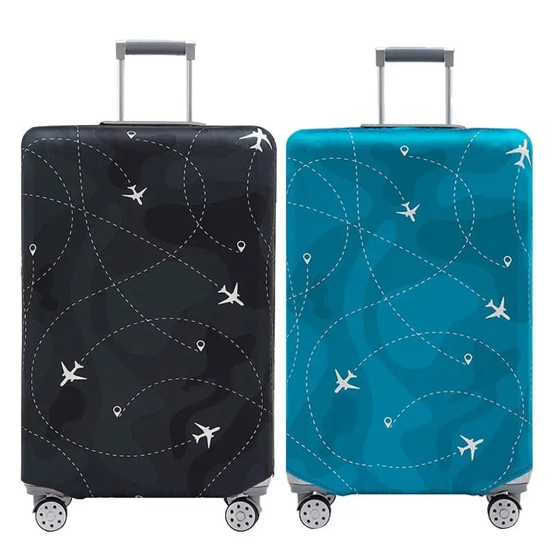 Housse de valise avec motif avions colorés sur fond blanc