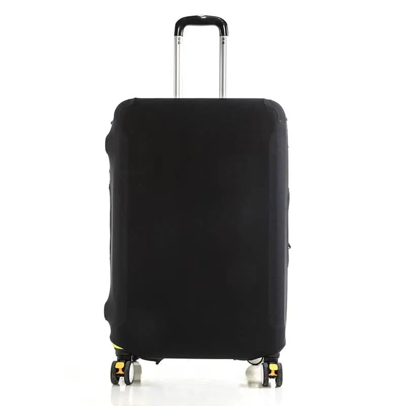 Housse noire ajustée sur petite valise, vue de face