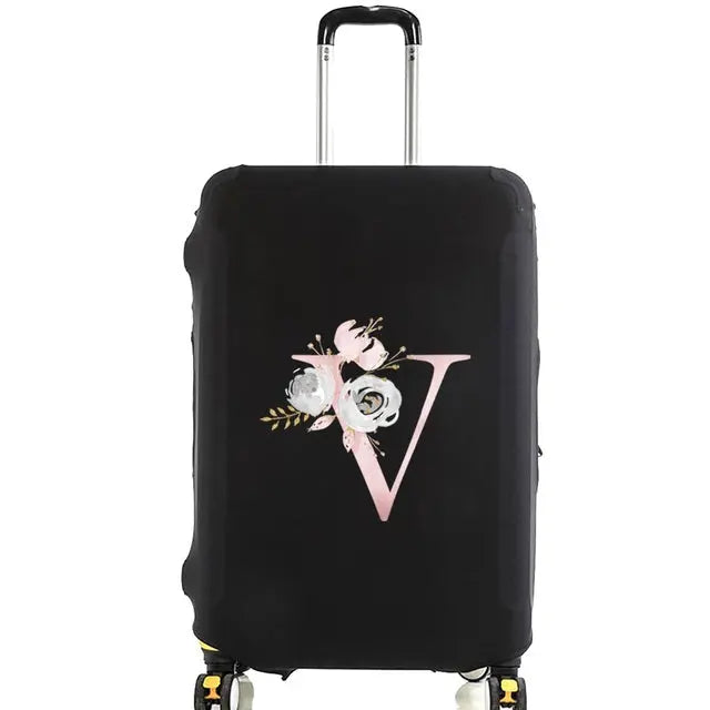 Housse Valise Personnalisée Fleurs Roses housse valise brpink flowers finitions visibles vue 23