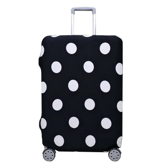 Housse de valise noire à pois blancs, taille moyenne
