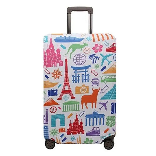 Housse de valise avec motifs touristiques colorés