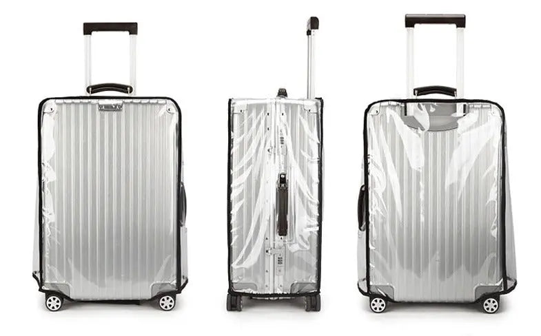 Vue de côté d'une valise avec housse imperméable