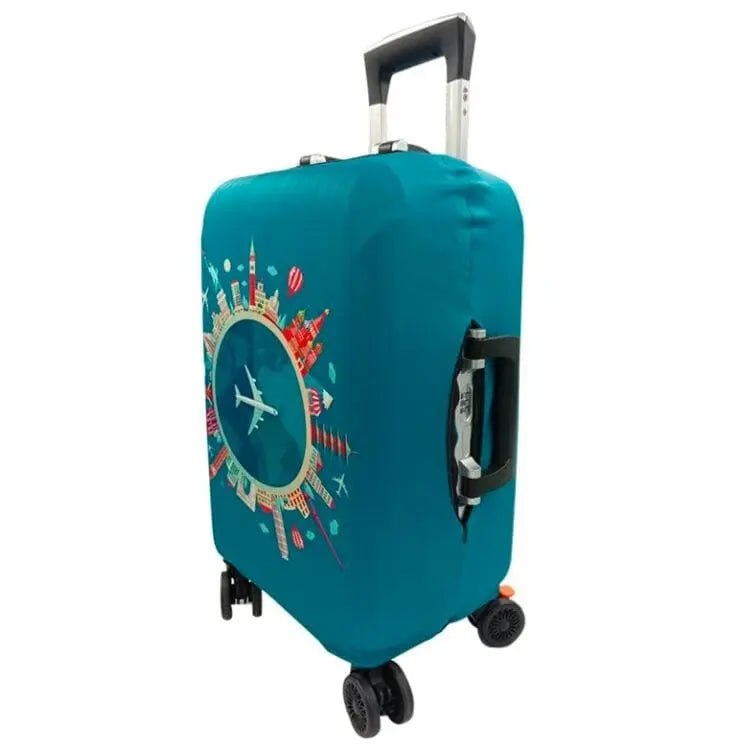 Housse de valise avec motifs monuments mondiaux et avion