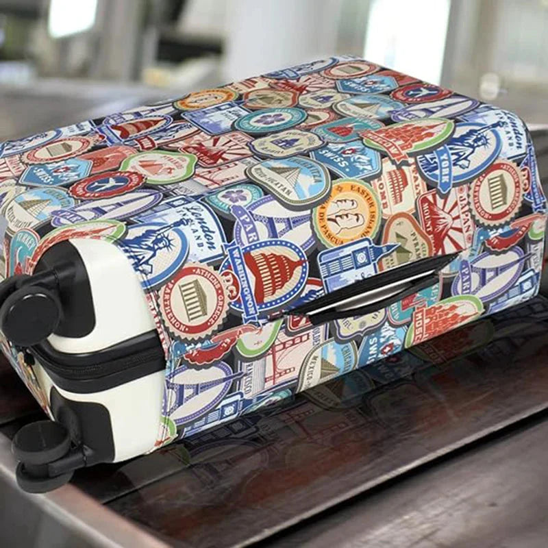 Housse de valise élastique avec motif urbain coloré