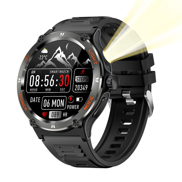 Montre connectée avec interface 3D affichant des données de fitness