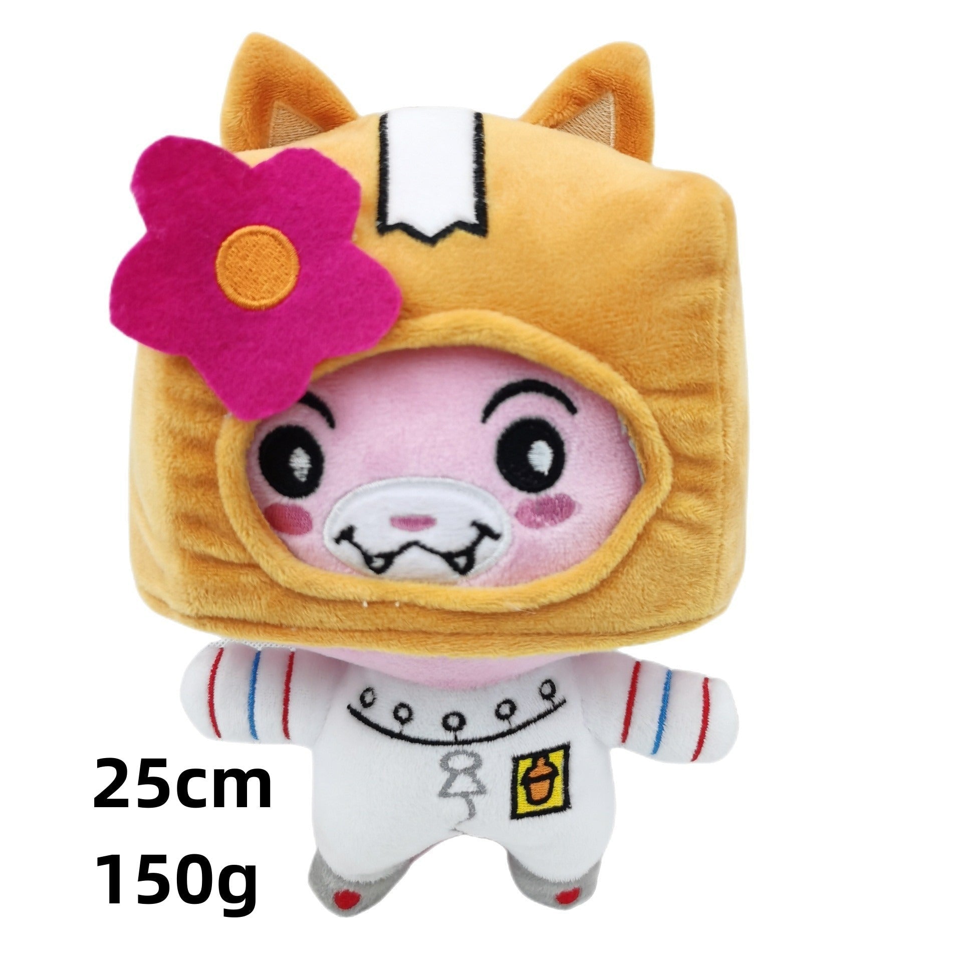 Renard cyborg en peluche, vue de profil avec lumières LED