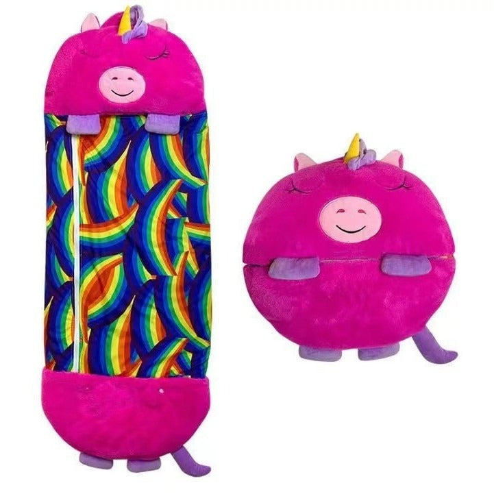 Sac de couchage transformé en coussin moelleux pour enfant