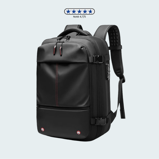 Détails des coutures renforcées d'un sac à dos résistant