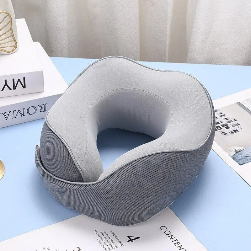 Coussin de voyage anthracite, fermeture boutons-pression
