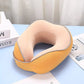 Coussin de voyage jaune, forme ergonomique, tissu coton