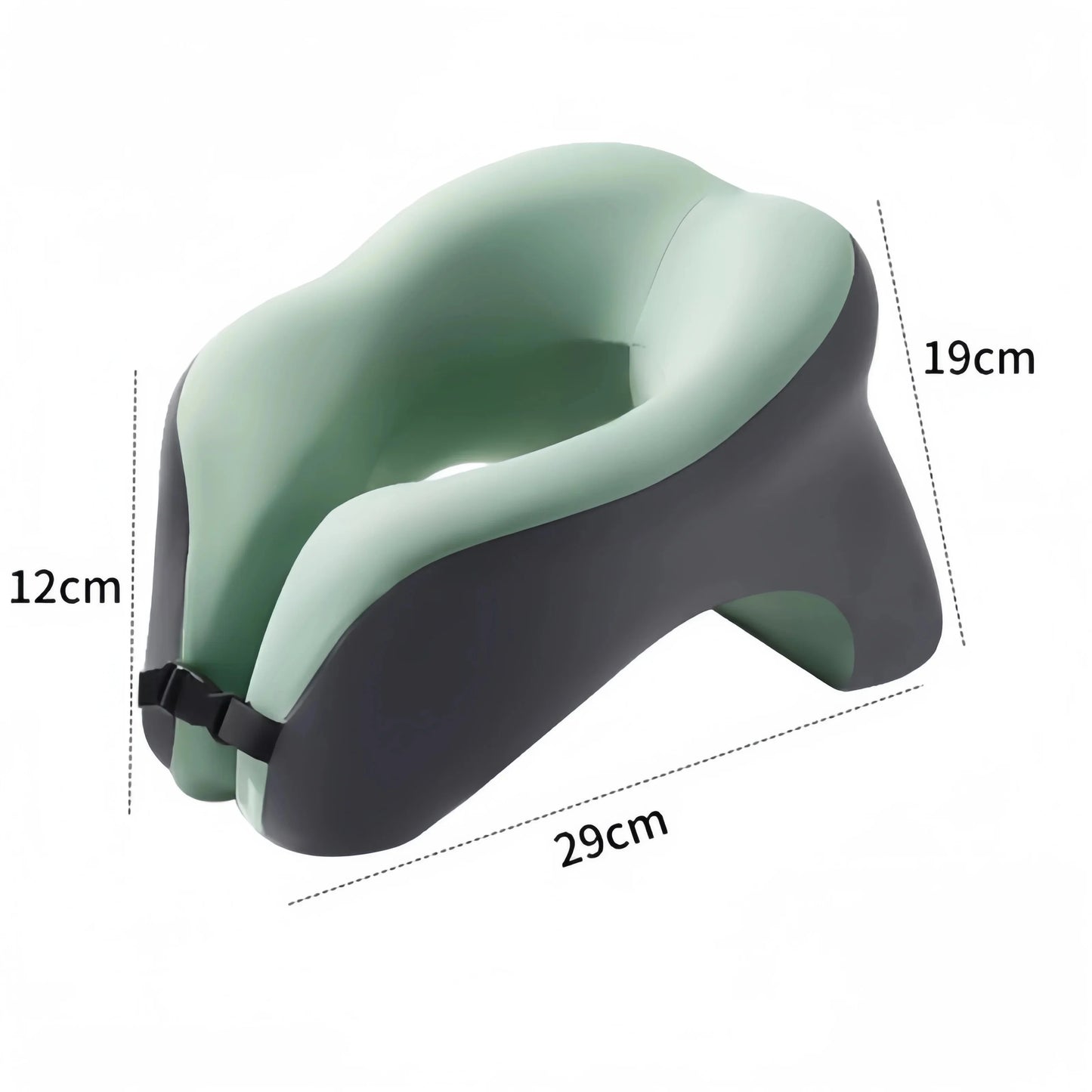 Vue latérale de l'oreiller montrant sa courbure ergonomique
